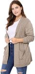 uxcell Women's Plus Size Lightweight Open Front Sweater Cardigan Brown 2X