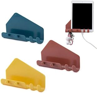 Soporte movil pared, 3 Piezas soporte tablet pared, Soporte para Teléfono Montado en La Pared, autoadhesivo, Estante de almacenamiento de carga de teléfono móvil con gancho, para salón y dormitorio