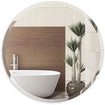 ANYHI Wall Mirror Frameless 45.7cm Round Mirror for Bathroom Hallway Bedroom Living Room