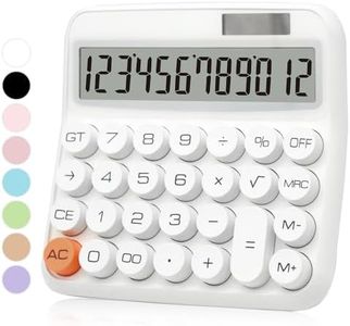 UPIHO White Calculator, Standard Calculator 12 Digit with Large LCD Display and Big Buttons,White Office Supplies and Desk Accessories,Cute Calculator for Home, Office, School, Class and Business