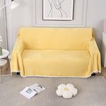 HOKIPO Chenille Thick And Soft Sofa Couch Protector 2 Seater, 180 (D) X 240 (L) Cm (Ar-4643-N5), Yellow