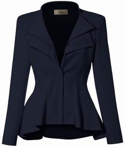 Hybrid & Company Women Double Notch Lapel Office Blazer JK43864 1073T Navy Medium
