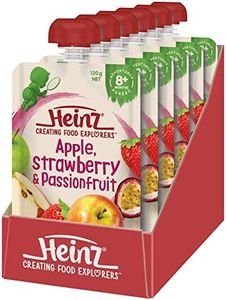 Heinz 8+ Months Apple Strawberry and Passionfruit Heinz For Baby Baby Food Pouch Vegetarian No Artificial Flavours, No Preservatives, No Added Colours 120g (pack of 6)