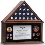 Zmiky Large Burial Flag Display Case American Flag Solid Wood Display Case Fits a 5 X 9.5 Flag Folded Military Shadow Box Flag Display Case with Certificate Holder Walnut Finish