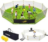 MerryMove GagaBall Pit 3-in-1 Portable with Basketball Hoop & Soccer Goals, 20ft Giant Arena for Kids, Outdoor Family Game for Camp & School