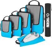 Lyrovo Polyester 6 Set Compression Packing Cubes Travel Accessories Expandable Packing Organizers (Blue)