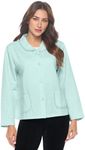 Casual Nights Women's Soft Bed Jacket, Button Front Long Sleeve Sleep Top with Pockets, Mint Green, Large