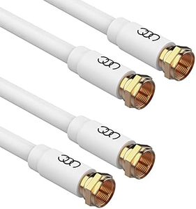 Coax Cable Coaxial Cables 6ft (2 Pack), RG6 Coax TV Cable Cord CL3-Level in-Wall Rated Gold Plated Connectors Digital Audio Video with Male F Connector Pin (White) - 6 Feet