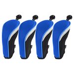 Andux Mesh Golf Hybrid Club Head Covers with Dial No. Tags 4pcs/Set (All The Same Size) Black/Blue