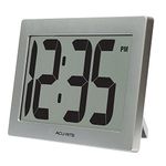 AcuRite 75102RM 9.5" Large Digital Clock with Intelli-Time Technology,Siliver,6-inch height x 9.5-inch width x 1.8-inch depth