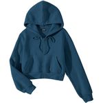 FUNKY MONKEY Soft Fleece Crop Zipper Hoodie for Girls and Womens Sweatshirt Turquoise