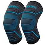 Boldfit Knee Support For Men Sleeves Braces Pair For Sports, Workout, Pain Relief, Knee Cap Compression Support, Exercise, Running, Cycling,- 1 Pair (L, Bluelinear)