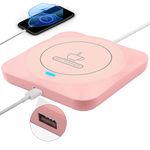 USB Coffee Mug Warmer: Candle Wax Warmer Smart Electric Cup Warmer Charge for Phone Home Desk Office Use Beverage Heating Plate with Gravity Switch for Hot Cocoa Milk Tea Water Pink