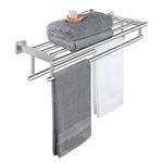 KES Towel Rack Bathroom Shelf with Double Towel Bar Towel Holder Towel Shelf 23.3-Inch Hotel Style SUS 304 Stainless Steel Wall Mount Brushed, A2112S60-2