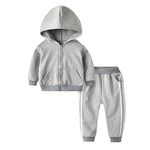 Toddler Baby Boys Girls Tracksuit Outfit Solid Long Sleeve Hoodie Sweatsuit Jacket + Pants 2PCS Coordinates Sports Wear (18-24 Months, 1-Gray)