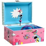 Jewelkeeper Girl's Musical Jewelry Storage Box with Spinning Superhero, Girl Power Design, Fur Elise Tune, five crowns