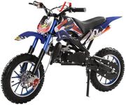 49cc Kids Dirt Bike, 2-Stroke Gas Power Motocross, Off Road Mini Motorcycle for Kids, Pocket Motorbike with Front Rear Disc Brakes, Racing Max Speed 40KM/H (Blue)