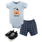 Hudson Baby Unisex Baby Cotton Bodysuit, Shorts and Shoe Set, Crab, 0-3 Months