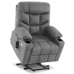 MCombo Power Lift Recliner Chair with Extended Footrest for Elderly People, Fabric 7287 (Dark Gray)