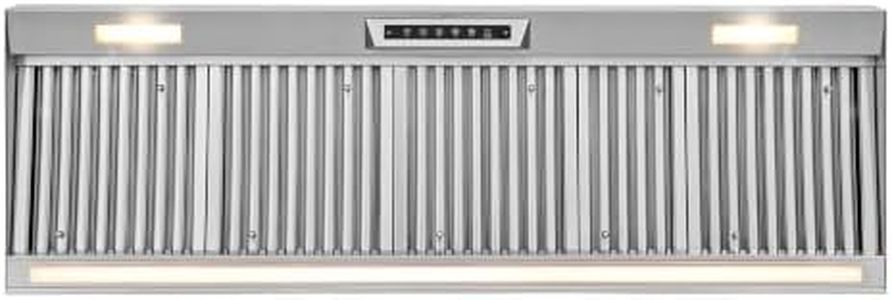 Akicon 60 Inch Range Hood Insert with Gesture Sensing & Touch Control, 1200 CFM Bulit-in Kitchen Vent Hood with 4 Speeds, Stainless Steel Ducted Stove Hood with 3CCT Lights, Baffle Filter (Warm White)
