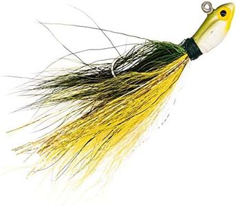 Charlie's Worms Potbelly Bucktail Jig 1/4oz, 3/8oz, 1/2oz. Hand-Tied Fishing Lure Freshwater Saltwater Bass Fishing (1/2 oz., Green/Yellow/White)