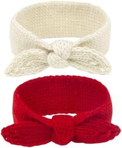 Turban Headband Baby Girl - Warm Rabbit Knot Hair Band, Knit Head Wrap for Newborn, Toddler and Children (Red + Beige)