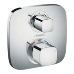 hansgrohe Ecostat E - thermostat conceiled, bathroom tap with safety stop at 40 °C, thermostat square, mixer tap for 2 functions, chrome, 15708000