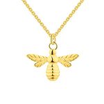 FJ 18ct Yellow Gold Plated Bee Necklace 925 Sterling Silver Bumble Bee Pendant Necklace Bee Jewellery Gifts for Women Girls with 18 inch Chain