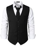 PARKLEES Men's Hipster Urban Design Business Formal Waistcoat Slim Fit Suit Tuxedo Dress Vest Black XXL