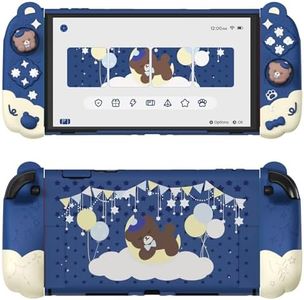 playvital Good Night Bear Dockable Case for Nintendo Switch 2 with Stand | Split Design Silicone Joycon Grips, PC Console Hard Shell, 2 Joystick Caps | Cute Protective Cover Bundle – Midnight Blue