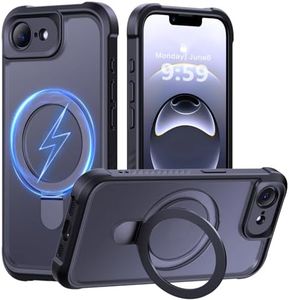 MOCCA Design for iPhone 16e Case with Magnetic Invisible Stand [Full Camera Protection] [Compatible with Magsafe] Military Drop Shockproof Translucent Matte Phone Case Cover 6.1",Black