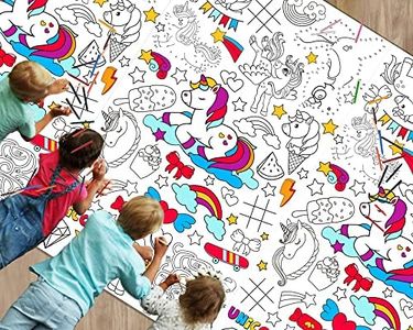 Wiooffen 47"x 82" Unicorn Giant Coloring Tablecloth Posters Activity for Kids, Huge Holiday Color-in Paper Poster Table Cover Arts and Crafts for Kids Preschool Kindergarten Classroom