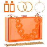 4 Pcs Women Acrylic Purse Clear Clutch Bag Evening Purses for Wedding Vintage Handbag Retro Earrings Bracelet Jewelry Set (Bright Style)