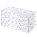 Gebildet Clear Rectangular Plastic Bead Storage Containers Box Case with lid for Pills, Tiny Bead, Jewellery & Craft Items etc (4pcs)