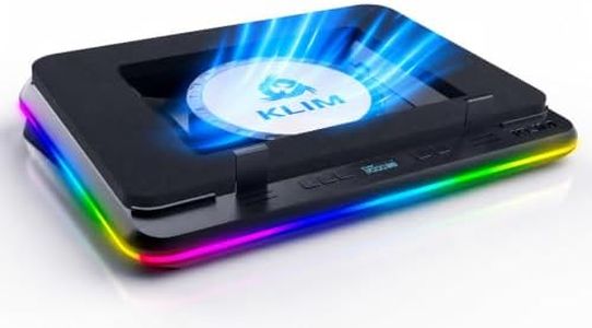 KLIM Turbofrost MAX - RGB Laptop Cooling Pad, Gaming Laptop Cooler with Powerful Turbofan XL, Fast Cooling Laptop, 15.6-17in, Smart Inlay System for Optimal Airflow, Adjustable Speed, LCD Screen