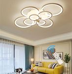 Ganeed Modern LED Flush Mount Lighting Fixture,Dimmable 8-Head Close to Ceiling Light Acrylic Chandeliers for Bedroom Living Room Dining Room Kitchen Office(100W/3000-6500K)