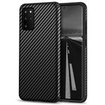 Tasikar Compatible with Samsung Galaxy S20 Plus Case Carbon Fiber Leather Design with TPU Bumper Premium Hybrid Case (Black)