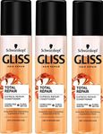 '3 x Gliss Kur Express Repair Conditioner Total Repair For Dry, Damaged Hair 200 Ml