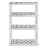 Oskar 4 Tier Plastic Shelf, Garage Shelving Unit, Rack and Storage Shelves - Ideal for Storage Shed, and Shelf Organizer - Perfect for Garage Storage and Shelving Solutions,White