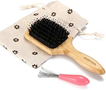 BESTOOL Cepillo de pelo pequeño de viaje para mujeres, hombres o niños, cepillo de cerdas de jabalí para desenredar, desencadenar, distribuir aceite todo el cabello húmedo o seco (plaza)