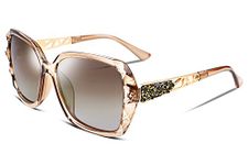 FEISEDY Women Trendy Polarized Sunglasses Oversized Sparkling Crystal Frame B2289