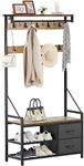 YITAHOME Coat Rack, 5 in 1 Hall Tree with Shoe Bench, 17 Movable Hooks and 2 Drawers, Freestanding Shoe Bench, and Wall Rack for Entryway