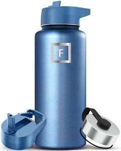 IRON °FLASK Camping & Hiking Hydration Flask, Wide Mouth, 3 Straw Lids, Stainless Steel Outdoor Water Bottle, Double Walled, Insulated Thermos, Metal Canteen - Steel Twilight, 32 Oz