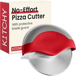 Kitchy Pizza Cutter Wheel - No Effort Pizza Slicer with Protective Blade Guard and Ergonomic Handle - Super Sharp and Dishwasher Safe (Red)