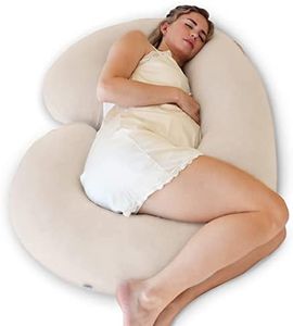 Pharmedoc Coussin de Grossesse (145 x 76 cm) - Natural en Coton Bio, Coussin Allaitement en Forme de C, Oreiller de Grossesse & Soutien de Maternité - Coussin Femme Enceinte