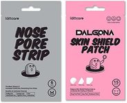 lattcare Charcoal Nose Pore Strips 6Ct + Dalgona Skin Shield Patches 15Ct | Duo Pack | Blackheads Remover | Blackheads Remover | Pimple Patches | Hydrocolloid Acne Patches | 2 Items of 1 Pack