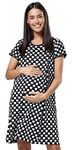 Zeta Ville -Women's Maternity Nursing 3in1 Gown Labor Delivery Childbirth - 434c (Black with Hearts, UK 10/12, M)