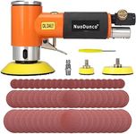 NuoDunco 1/2/3 Inch Mini Random Orbital Air Sander Kit Industrial Grade Pneumatic Sander for Auto Body Work with 60 Pcs 1"2"3" Hook & Loop Sanding Discs for Metal & Woodworking