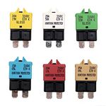 T Tocas 12V- 32V DC Manual Reset Low Profile ATC Circuit Breakers Fuse for Car Boat Trolling Motor RV, 5A 10A 15A 20A 25A 30A Mixed, 6pcs Pack