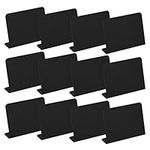 KINBOM 12pcs 4x3inch Mini Chalkboard Signs, Black Small Chalkboard Message Sign Rectangle Food Labels for Party Buffet Wedding Birthday Parties Carnival Prom Activities,L Shaped, Matte Black